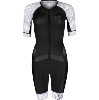 Cyklistické kalhoty Kombinéza FORCE POINTS LADY, černo-bílá