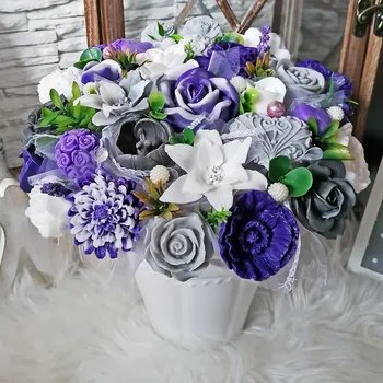 umělá květina Mydlová kytica XXL - Fialová, biela