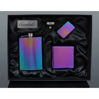 Placatka Souprava COLOUR nerezová placatka 240 ml s tabatěrkou a zapaľovačem