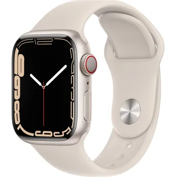 Chytré hodinky Apple Watch Series 7 41 mm Cellular, bílý hliník s bílým sportovním řemínkem