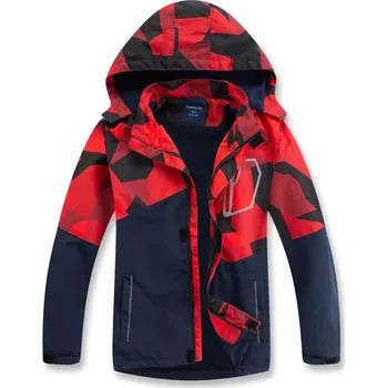 Dívčí bunda Voděodolná dětská bunda s kapucí Varianta: Černo-červená, Velikost: 5T