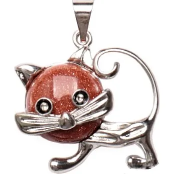 Přívěsek Přívěsek Kočka - Avanturín sluneční (Přívěsek s kočkou)