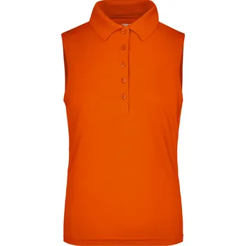 Dámské triko s límečkem bez rukávů funkční premium funkční JAMES NICHOLSON JN575 DARK ORANGE XL