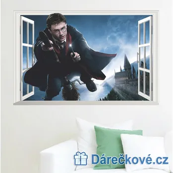 Samolepící dekorace Harry Potter na koštěti, samolepka na zeď, vel. 70x50cm