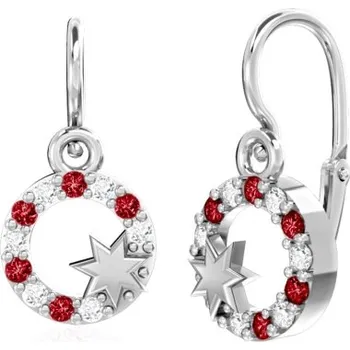 Náušnice Couple, Hvězdné dětské náušnice Evie v bílém zlatě s červenými zirkony, 585-66-3-0366.1B00.0.00.204.14