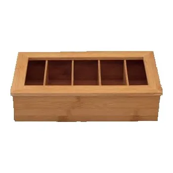 Dóza na potraviny PGX 11244 Box na čaj 5 přihrádek dřevěný 36 x 20,5 x 9 cm