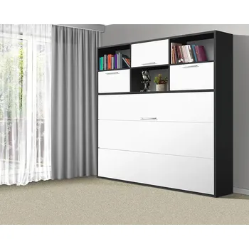 Postel Nabytekmorava Sklápěcí postel VS1056 MAX, 200x120cm barva lamina: Antracit/bílé dveře, matrace: bez matrace, varianta dveří: matné