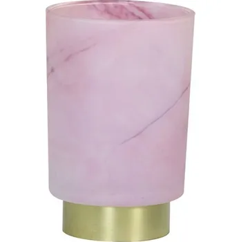 Lampička Růžová skleněná stolní lampa Marble Led - Ø10*27cm