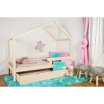 Dětská postel MAXIDO Dětská postel domeček Dita s přistýlkou 180x80 přírodní (Český výrobek)