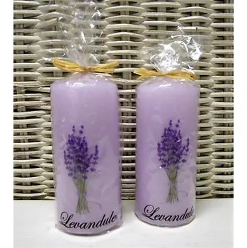 Svíčka Svíčka levandule - fialová, bílá, Barva: Fialová