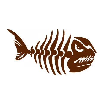 Polep vozidla SAMOLEPKA NA AUTO Ryba kostra 004 pravá (15 - hnědá) NÁLEPKA, FÓLIE, POLEP, TUNING, VLASTNÍ TEXT, TISK, AUTOSAMOLEPKY.cz, POLEPY, OBRÁZEK, LOGO, SAMOLEPKY