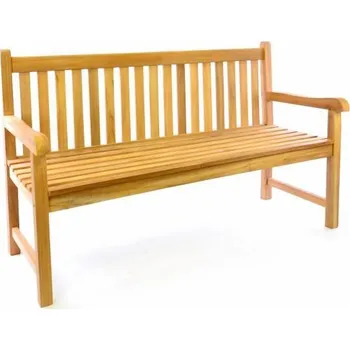 Zahradní lavice Dřevěná teaková lavice na zahradu / terasu, s opěradlem a područkami, 150 cm