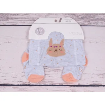 Punčocháče punčocháčky punčošky YO šedé s meruňkovou se zajíčkem velikost oblečení - děti: 80/86