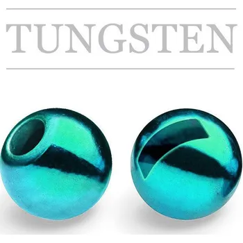 Knápek Kulička wolframová s drážkou METALLIC Aquamarine 2mm