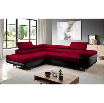 Sedací souprava Rozkládací rohová sedačka ALBERTO DELUXE červená / černá