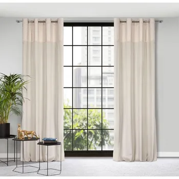 Závěs Dekorační vzorovaný velvet závěs s kroužky AGNETTA krémová 140x250 cm (cena za 1 kus) MyBestHome