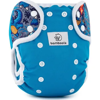 Plenkové kalhoty Svrchní kalhotky Bamboolik DUO patentky Vzor: tyrkysová + Jednorožci