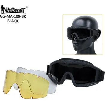 Wosport WST ochranné brýle Desert Storm, 3 zorníky - Černá
