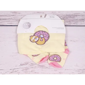 Punčocháče punčocháčky punčošky YO žluté s růžovými donuty velikost oblečení - děti: 80/86