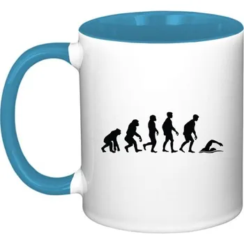 Hrnek malý barevný s potiskem Evoluce plavec