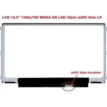 Náhradní displej pro notebook Display B125XTN01.0 HW1A LCD 12.5" 1366x768 WXGA HD LED 30pin (eDP) Slim LP matný povrch