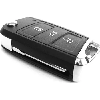 Autoklíč Stualarm Náhradní obal klíče Škoda Kamiq (od roku 2019>) - 3 tlačítkový s chromovanou koncovkou