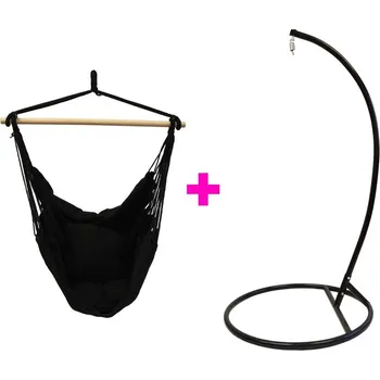 Křeslo IWHome Závěsné křeslo FAIO černá + stojan ERIS černá IWH-10190009 + IWH-10260002