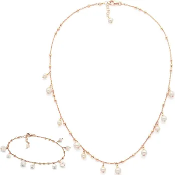 Souprava šperků ISHWARA - Handmade Italian Jewellery Perlová sada - bílé perly a růžové zlato, ISHWARA