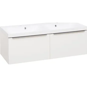 Koupelnový nábytek EBS Nevio Skříňka a umyvadlo 121 cm, 2 zásuvky, bílá lesklá