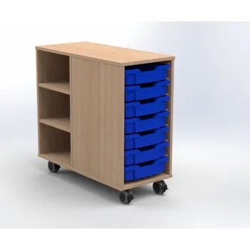 Zásuvkový kontejner TVAR v.d. Klatovy Kontejner na kolečkách vedle stolu výšky 76 cm