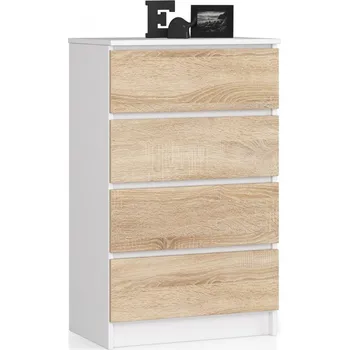 Komoda Komoda Kuba 60 cm - 4 šuplíky bílá/sonoma