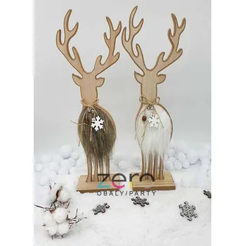 Jelen stojicí dřevěný 17x46 cm - přírodní/bílý