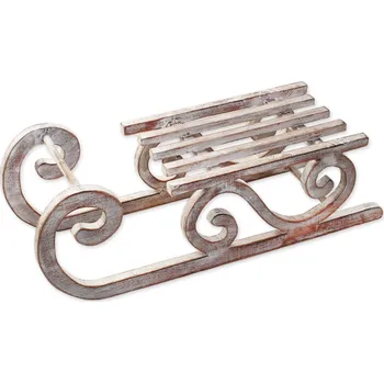 Vánoční dekorace Sáňky dřevo 50x17cm bílá patina (792294)