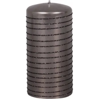 Svíčka Svíčka ANDALO METALIC VÁLEC vánoční d7x14cm šedá