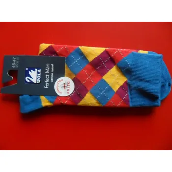 Pánské ponožky Wola Perfect man 274 Ponožky modrožlutočervené 42-44(28-29,5) (VZOROVANÉ PÁNSKÉ PONOŽKY)