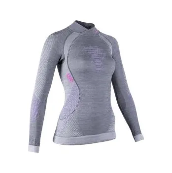 Dámské tričko UYN Fusyon UW Shirt LS Turtleneck Women Anthracite/Purple/Pink šedá XS
