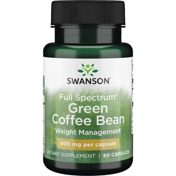 Přírodní produkt Swanson Green Coffee Bean, Zelená kávová zrna, 400 mg, 60 kapslí