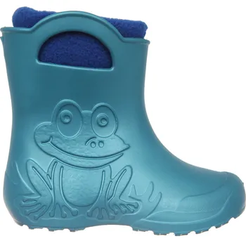 Chlapecká obuv Holínky gumáčky sněhule Camminare žabka petrolejové/metalic zateplené (modrá vložka bez uší) velikost: 22/23