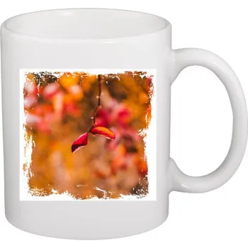 Hrnek malý bílý s potiskem Lístky