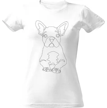 Dámské tričko Tričko s potiskem Francouzský buldoček černá linie dámské