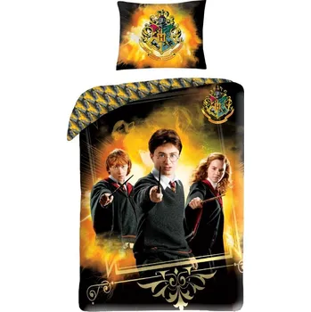 Povlečení Halantex Premium Harry Potter Gold 140 x 200, 70 x 90 cm zipový uzávěr