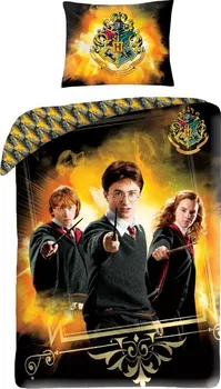 Ložní povlečení Halantex Premium Harry Potter Gold 140 x 200, 70 x 90 cm zipový uzávěr