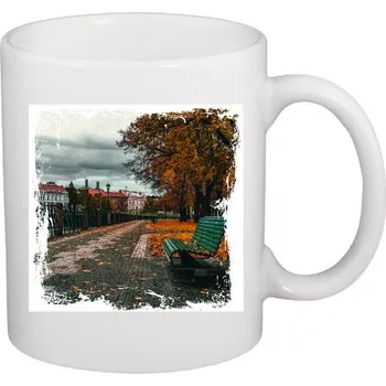 Pánské tričko Hrnek malý bílý s potiskem HK - Lavička