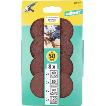 Brusný kotouč Wolcraft 8 brusných nástavců se šroubovacím trnem, Ø 50 mm 5608000
