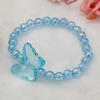 Náramek Dětský náramek korálkový MOTÝLEK Modrý