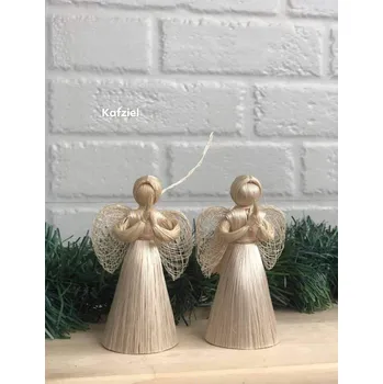 Vánoční dekorace Andílek Abaca Kafziel 10 cm, 4 ks