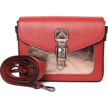 Kabelka Červeno-zlatá pevná kožená crossbody kabelka / aktovka no. 822