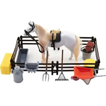 Bílý kůň s velkým příslušenstvím, 34x25x5cm