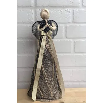 Vánoční dekorace Andílek Sinamay černý 30 cm