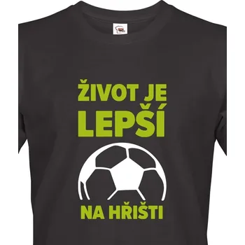 Pánské tričko Pánské tričko - Fotbal Život je lepší na hřišti, Barva Černá, Velikost S, Canvas Pánské tričko s krátkým rukávem Bezvatriko.cz 1568